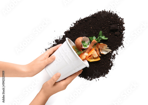 Female hands with bucket of...