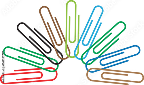 Colorful paperclips arrangement creative office supplies vector illustration