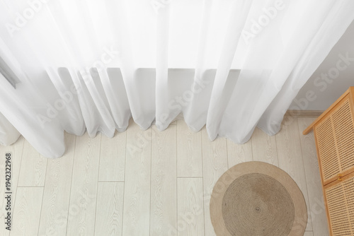 Modern curtains hanging on ...