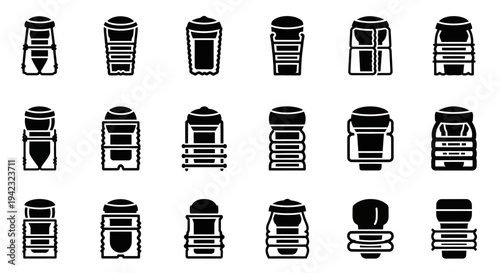Black and white coffee cup icons, 20 coffee mug graphics, vector set, monochrome illustration