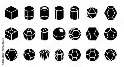 Collection of Geometric Shapes and 3D Objects in Various Forms and Structures