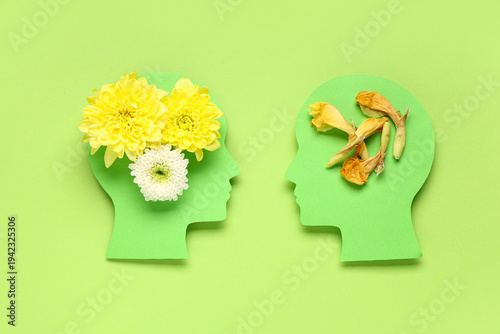 Paper human heads with fres...