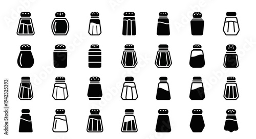 Black coffee cup icons, vector coffee mug set, 25 black and white cup graphics, cafe symbol collection