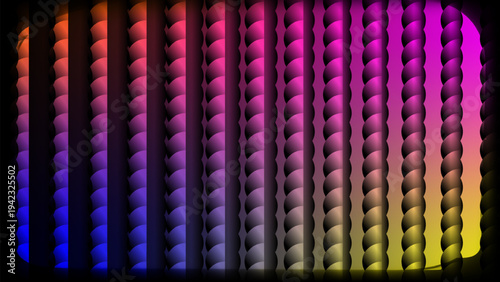 Modern 3D abstract background with colorful twisted vertical columns and vibrant gradients