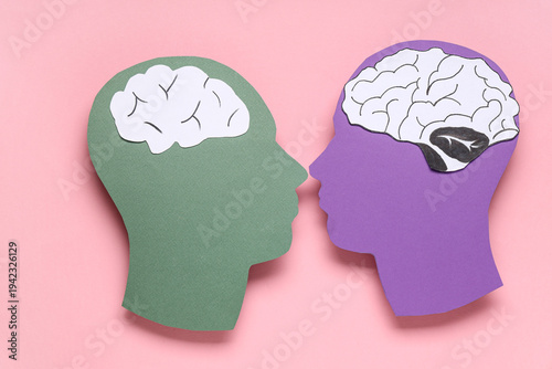 Paper human heads with brai...