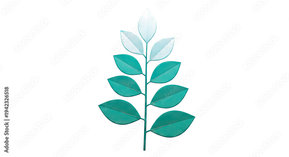 Fototapeta premium Abstract Teal and Blue Leaf Branch