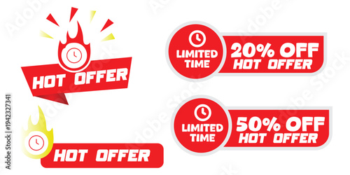 Discount Sale Labels, Limited Offer Badges, Summer Sale Tags, Christmas Discount Icons, Promotion Sales Stickers, Limited Time Edition Offer Collection