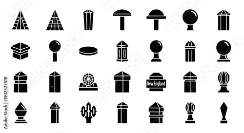 A comprehensive vector icon set featuring a diverse range of respiratory masks for health, safety, and medical protection applications, ideal for graphic design projects