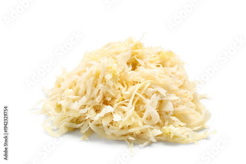 Delicious sauerkraut isolated on white background