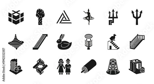 Collection of Spiritual and Meditation Icons Yoga, Om, Zen Stones, Lotus, and Peace Symbols