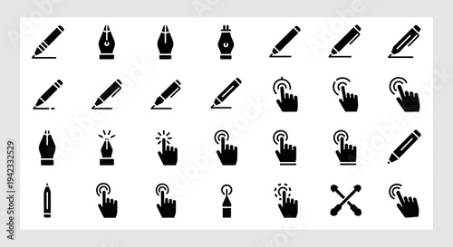 Collection of Icons Depicting Hands Stretching and Manipulating Playdough, Slime, or Putty
