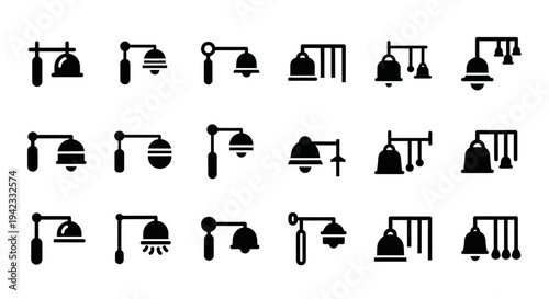 Collection of vintage and classic lamp post icons, perfect for architectural design, urban planning, and decorative applications
