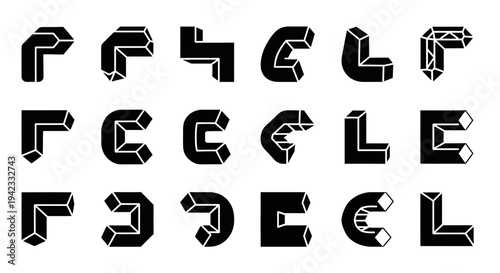 Abstract Geometric Letterforms with an Architectural and Industrial Aesthetic