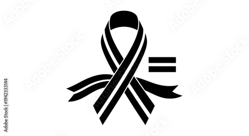 A black awareness ribbon symbolizing equality and social justice causes on a white background.