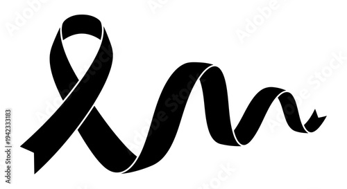 A black awareness ribbon symbolizing support for a social cause