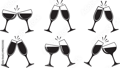 Wine Glasses Clinking Together in Celebration and Joyful Moments