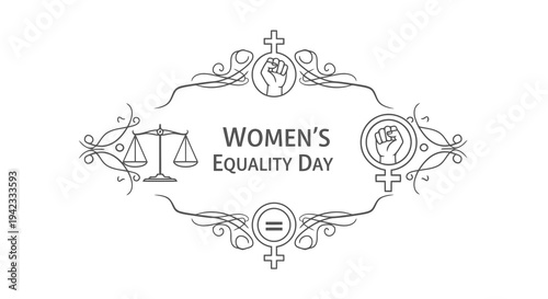 Celebrating women_s equality day with symbols of balance and empowerment.