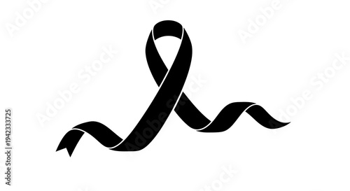 A black ribbon symbolizing awareness and support for a cause.
