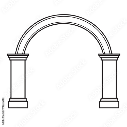 Minimalist vector design of a gate with a smoothly connected curved top, illustrated in a simple architectural icon style.