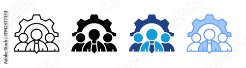 Team Management icon set multiple style collection