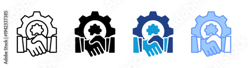 Cooperation icon set multiple style collection