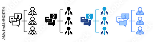 Hierarchy Structure icon set multiple style collection
