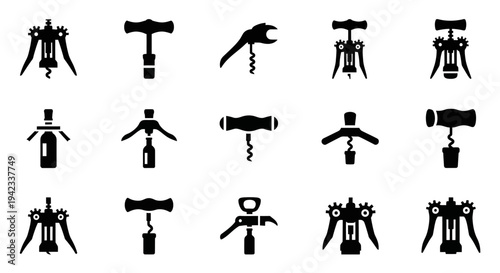 Collection of various corkscrew designs, perfect for wine lovers and bar essentials