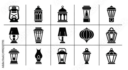 Collection of Various Lantern Styles, Including Traditional, Modern, and Decorative Designs