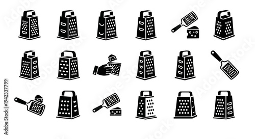 Set of Various Kitchen Graters and Food Shredders for Culinary Preparation