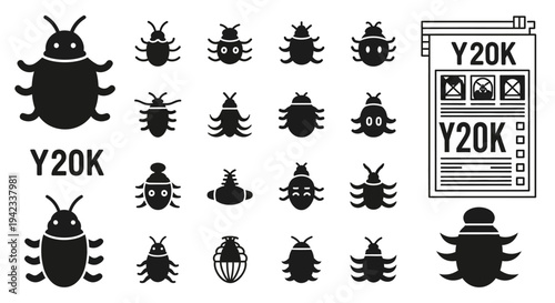Collection of Insect Silhouettes and Illustrations with Various Designs and Labels