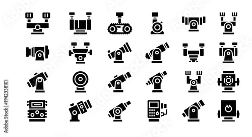 Collection of surveillance cameras and security devices displayed from various viewpoints