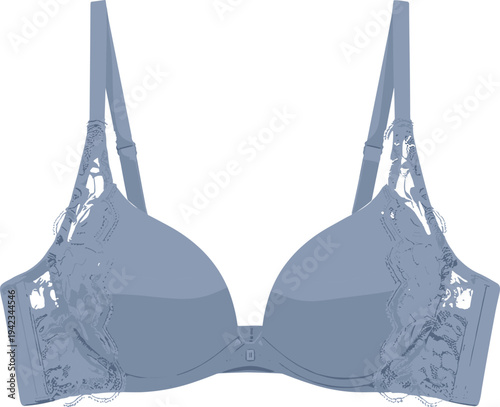 Elegant lace bra vector illustration, women lingerie brassiere design, feminine underwear fashion apparel isolated on white background