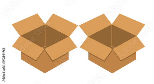 Two open cardboard boxes displayed on a white background