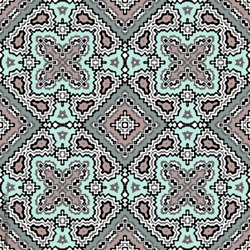 Quadro su tela Geometric abstract multi-colored ethnic ornament