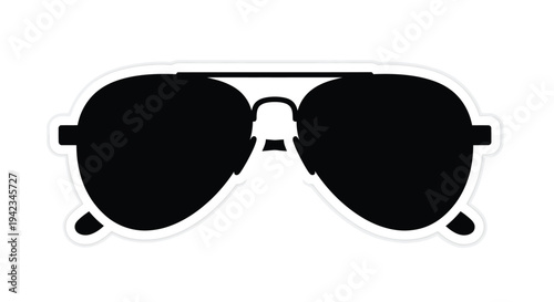 Black aviator sunglasses isolated on a white background