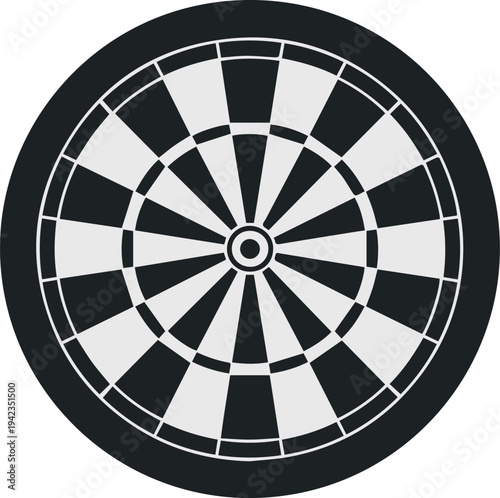 Dartboard with bullseye and scoring rings
