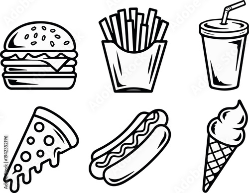 Hot dog and condiments icon set