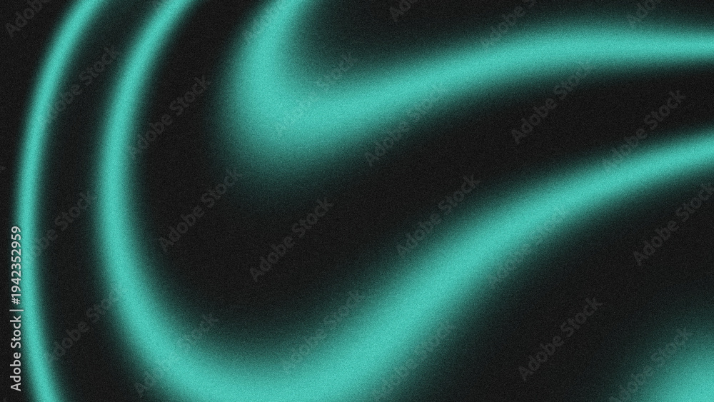 Fototapeta premium Abstract teal gradient background with grainy texture and soft curved light waves, featuring subtle noise texture. 