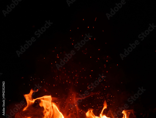 Fire on a black background.