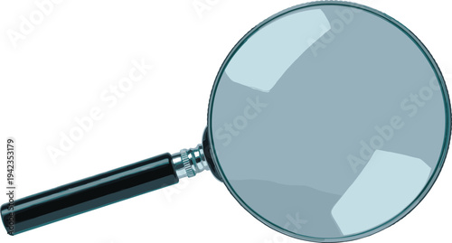 Magnifying glass search tool with optical lens, investigation and analysis symbol isolated zoom inspection concept illustration