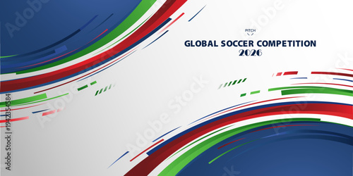 Modern Football Tournament 2026 Graphic Banner with Dynamic Color Waves