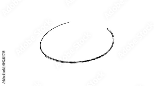 A simple, hand-drawn black arc or incomplete oval shape on a plain white background, resembling a basic sketch or a curved line.