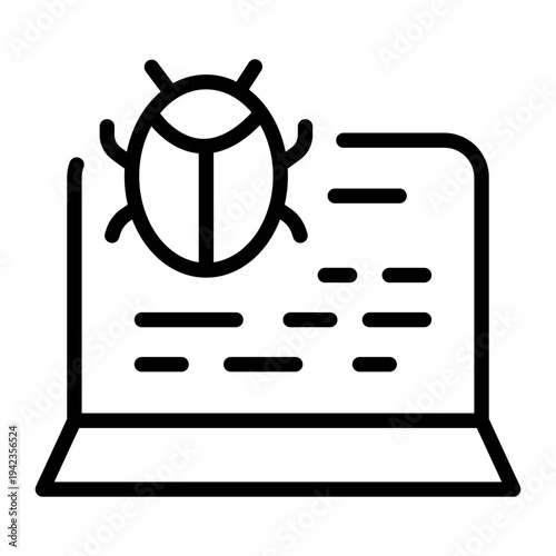 Digital bug or beetle on a computer screen representing a virus infection or malicious software