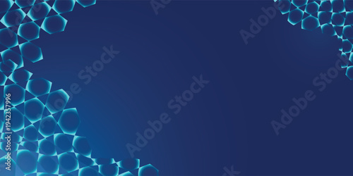 Blue glowing hexagon texture. Abstract hexagonal  wallpaper. Navy honeycomb pattern backdrop. Vector modern technology, business, science, healthcare, medicine, presentation design background