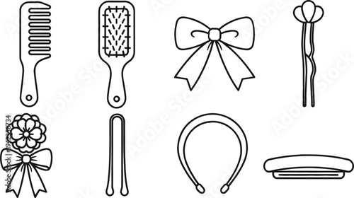 Set of 7 hair accessories icons vector