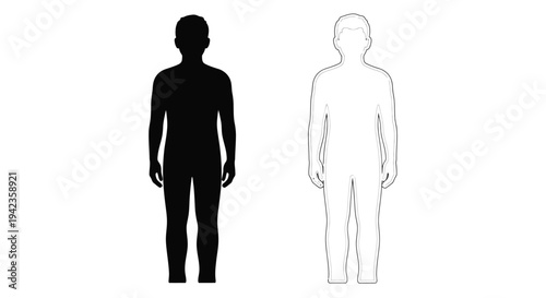 Two human figures presented in contrasting black and white silhouettes