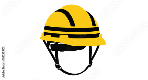 A yellow and black construction helmet isolated on a white background