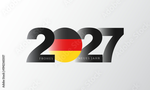 New Year 2027 template design with Germany flag on white background.