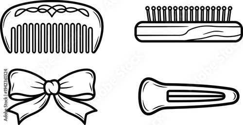 Set of 4 hair accessories icons vector