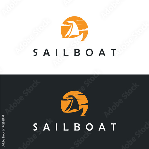 sailboat logo simple fishing boat for company brand